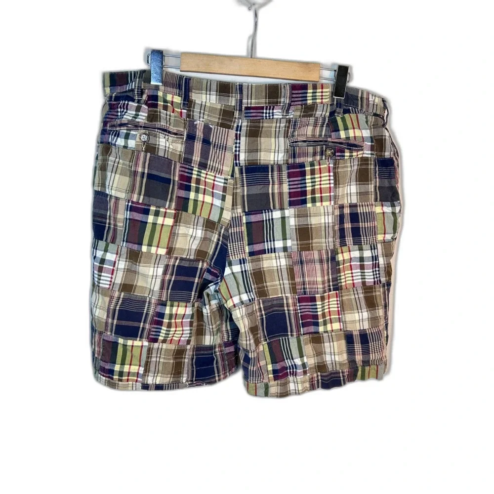 Jos. A. Bank Men's Multicolored Patchwork Madras Plaid Flat Front Shorts Size 38